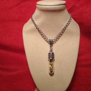 Tibetan Silver and Tigers Eye Necklace with Large Tube